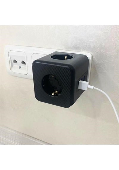 Plentiful Isıya Dayanıklı Termal Akım Korumalı Ve Çocuk Korumalı 3 Priz Girişli 3 Usb Girişli Küp Priz 0