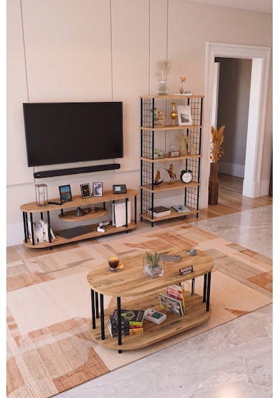 Salon Oturma Odası Takımı Metal Ayaklı Tv Ünitesi Kitaplık Orta Sehpa Avantajlı Mobilya Seti Atlantik Çam Salon Oturma Odası Takımı Metal Ayaklı Tv Ünitesi Kitaplık Orta Sehpa Avantajlı Mobilya Seti Atlantik Çam