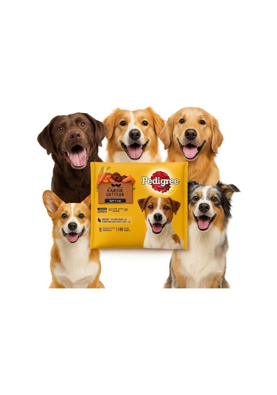 Pedigree Etli Seçenekleri 4'lü Poşet Köpek Paket Yaş Mam 400 G