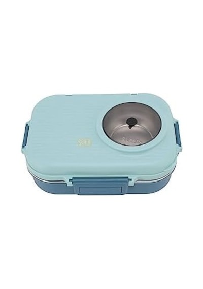 Bento 1100ml Lunchbox Tek Katlı Çelik Sefer Tası Kaseli Yemek Kutusu Turkuaz Bakır