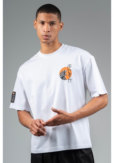 Maraton Sportswear Oversize Erkek Bisiklet Yaka Kısa Kol Basic Beyaz T-shirt 23243-beyaz Beyaz
