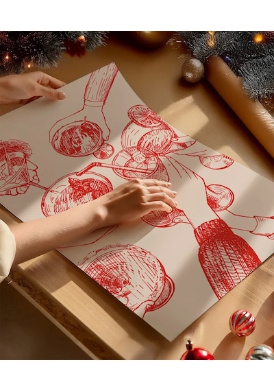 Çerçevesiz Poster Yeşil Ve Kırmızı Noel 2'li