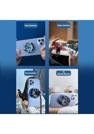 Mıknatıslı Radyatörlü Kablolu Telefon Soğutma Fanı, 9 Bıçaklı Ultra Hızlı Telefon Soğutucu