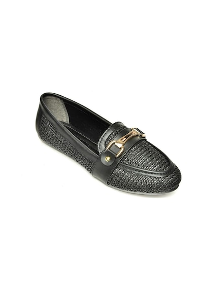 Fox Shoes U250029017 Siyah Hasır Kadın Babet Siyah-hasir Siyah