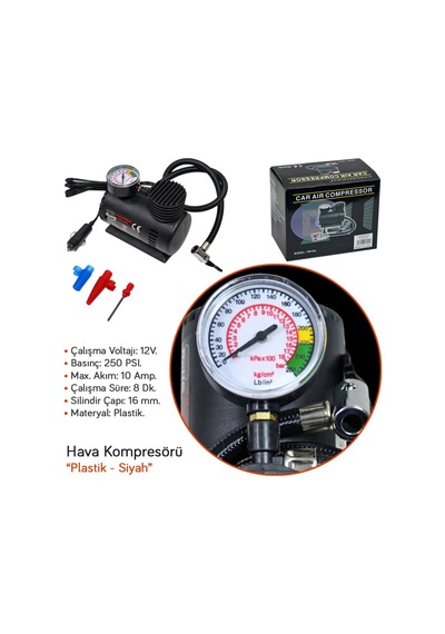 Carspeed Hava Kompresörü 12v 250 Psi Plastik Siyah Tm10a Cs-kp300