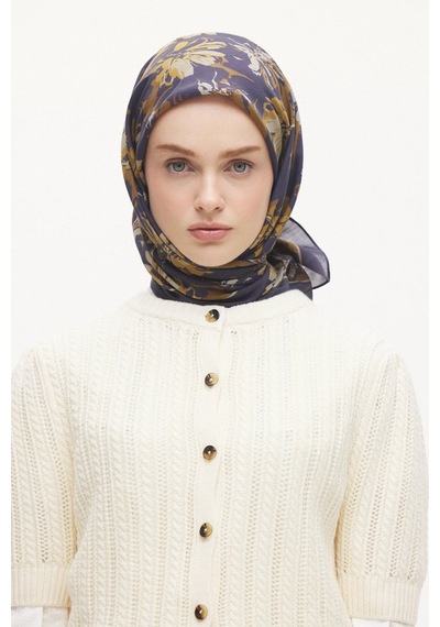 Emproyal Çiçekli Desen Velune Eşarp Mor