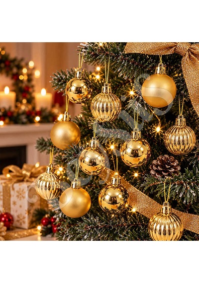 Yılbaşı Ağacı Süsü Gold Cici Top 12li 3 Cm