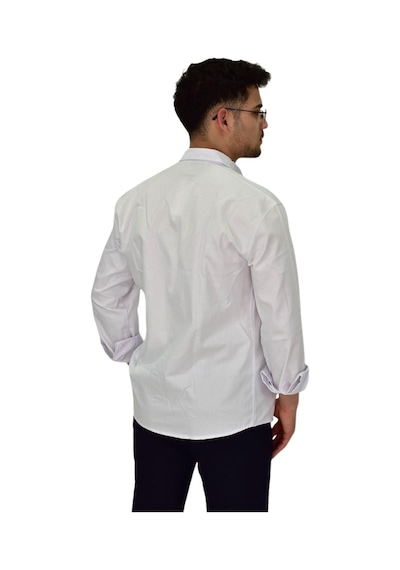 Erkek Spor Likralı Gömlek Bgl-st04343 Beyaz