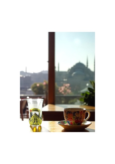 İstanbul Temalı Dekoratif Cam Kahve Yanı Bardak Ayasofya, Galata Ve Kız Kulesi Figürlü 730449196
