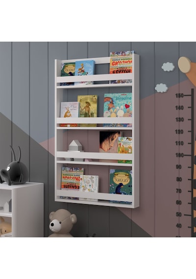 Asra Trend Çocuk Odası Duvar Rafı Kitaplık ÇR-01 %100 MDF Montessori Tipi Raf Beyaz