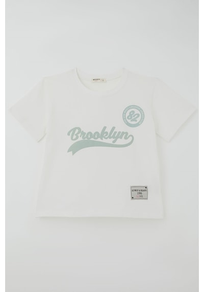 Breeze Kız Çocuk Pantolonlu Takım Brooklyn Yazı Baskılı Bağcıklı 8-14 Yaş , Ekru