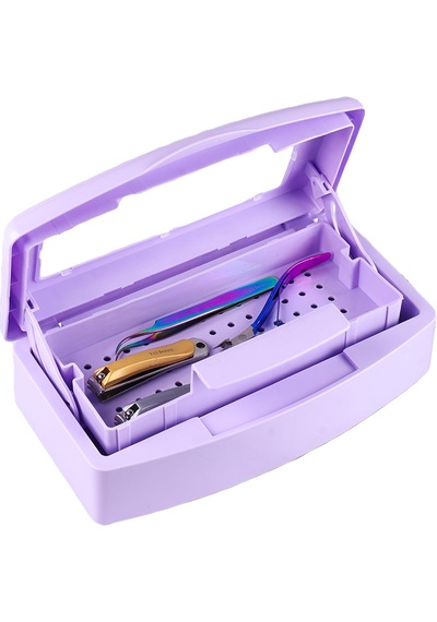 Ellea Nail Çift Bölmeli Manikür Pedikür Aletleri Sterilizasyon Kutusu Mor
