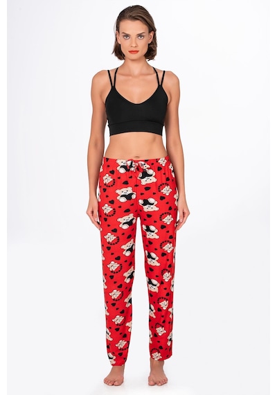 Kompedan Kadın Süet Kalpli Ayıcık Desenli Pijama Tek Alt Desen 16