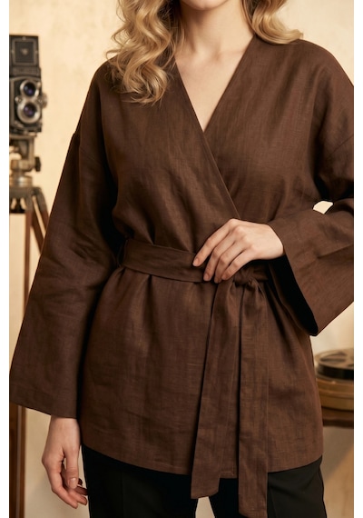 Kadın Kuşaklı Kimono 1177 Acı Kahverengi