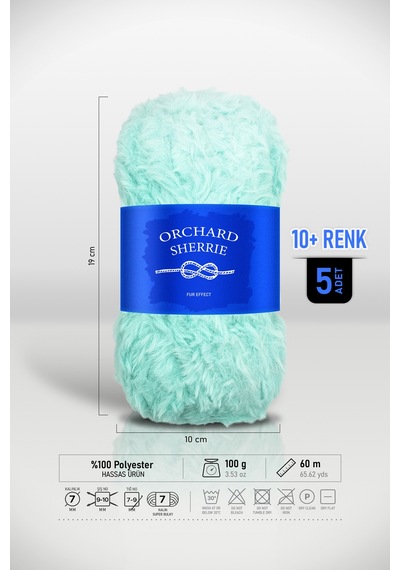 Nil Yeşil 5'li Paket 100 Gr / 60 M Tavşan Tüyü Dokulu Kalın Kürk Peluş Örgü İpi