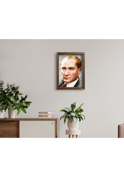 Bk Home Atatürk Tasarımlı Doğal Masif Ahşap Çerçeveli Tablo 45X65 (551057835)
