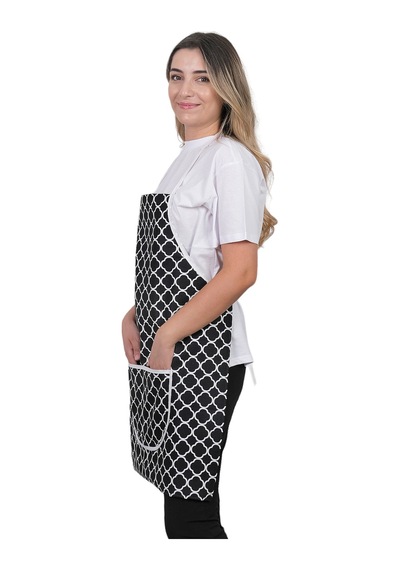 Trendy Membranlı 3lü Set Sıvı Geçirmez Su Geçirmez Mutfak Önlüğü Çeyiz Seti 1 Eldiven 1 Tutacak Siyah Halkalı