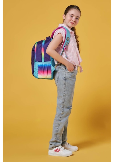 Coral High Kids Rainbow Fermuarlı Mor Üç Bölmeli Okul Sırt Çantası 23662