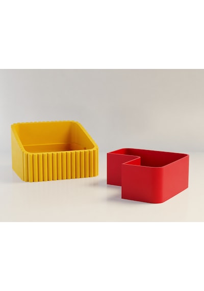 3d Baskı Fıstık Kasesi - Çift Hazneli Kabuk Ayırıcı Sunum Kasesi - Sarı Kırmızı