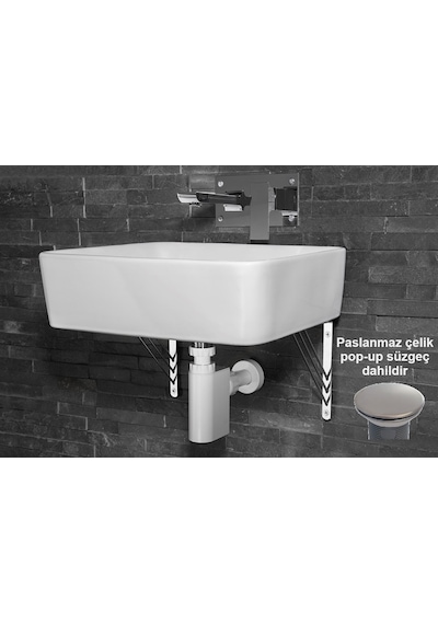 Studor Trap-Vent Beyaz Havalıklı Lavabo Sifonu Paslanmaz Pop-up Süzgeçli Tıkanma ve Koku Önleyici