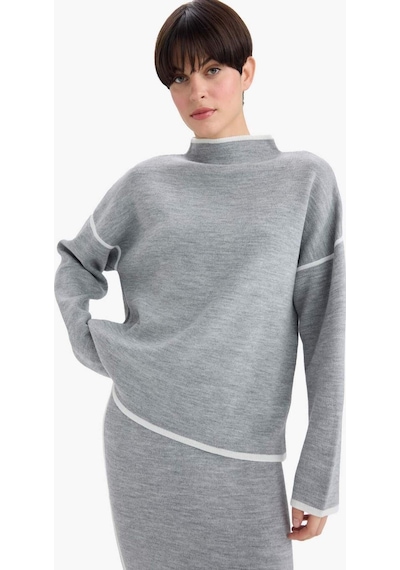 Defacto Oversize Geniş Kalıp Yarım Balıkçı Yaka Triko Kazak G3176ax25wngr156 Gri-gr156