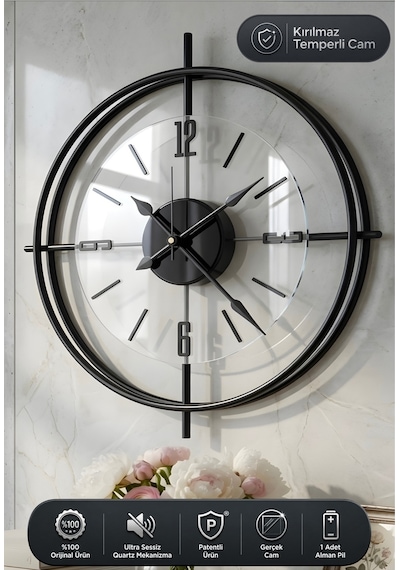 MetaQuartz Aksesuar Xxl 65 65 Siyah Deluxe Şeffaf Cam Iskandinav Modern Dekoratif Siyah