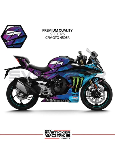 Cfmoto 450sr Kaplama Sticker Fabio Design Motor Kaplama Modeli Hazır Kit Tüm Modeller Uyumlu Turkuaz Mor Mavi Turkuaz