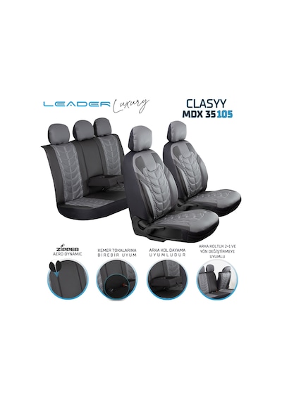 Fiat Egea Urban Plus Uyumlu Lüx Deri Oto Koltuk Kılıfı Ön Arka Takım Classy Serisi Füme