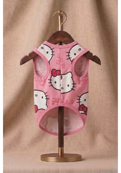 Hello Kitty Baskılı Kedi Köpek Penyesi - Yumuşak Dokulu Pembe Tişört