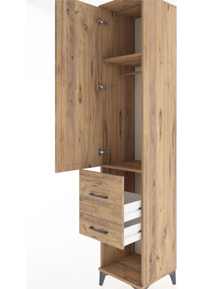 Hyperion Dolap 2 Raflı 2 Çekmeceli Tek Askılı 44x44x221 Çam-çam Atlas Çam