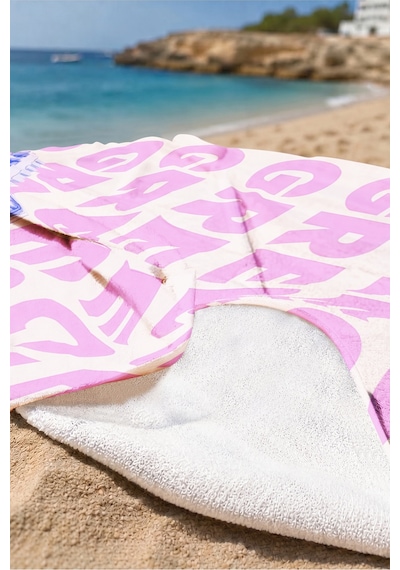 Yunanistan Temalı Yazılı Büyük Plaj Havlusu-modern Akdeniz Pembe Lila Hızlı Kuruyan Mikrofiber Havlu İnci Yakamoz