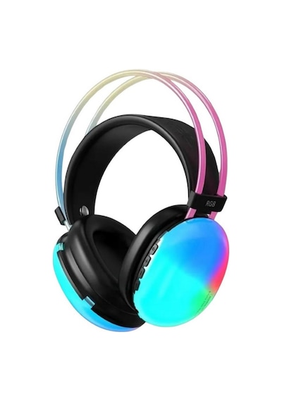 Pg580 Rgb Led Işıklı Bluetooth Kulaküstü Kulaklık Şarjlı Dahili Mikrofonlu Kablosuz Kulaklık Hafıza Kartı Ve 3.5mm Jack Girişli Mp3 Çalar