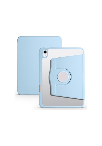 İpad 10.9 2022 10.nesil A2696-a2757-a2777-a3162 Uyumlu Kalem Bölmeli Dönebilen Standlı Termik Tablet Kılıfı - Mavi - T26182