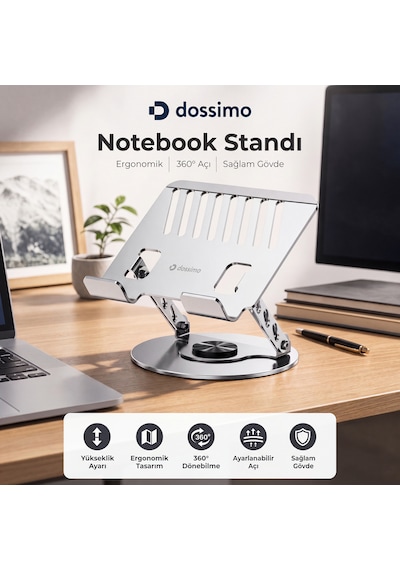Laptop Notebook Tablet İçin Metal Stand Ayarlanabilen 360 Derece Dönebilen Ergonomik