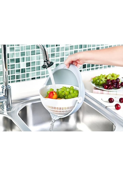 Lüks Plastik Süzgeç Dönerli Süzgeç 22CM Mint