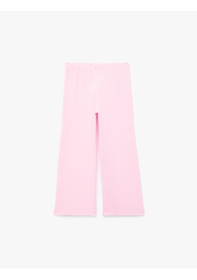 Koton Beli Lastikli Bürümcük Kumaş Basic Pantolon Pembe 7wkg40104ak Gül