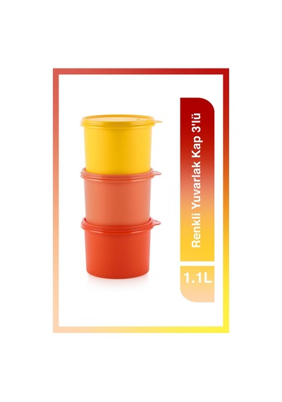 Tupperware Renkli Yuvarlak Kap 3'lü 1.1L