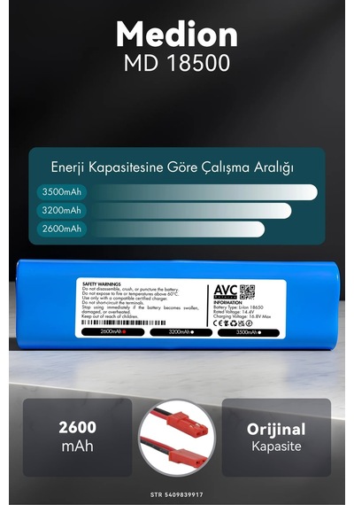 Medion Md 18500 2600mah Robot Süpürge Bataryası K.k