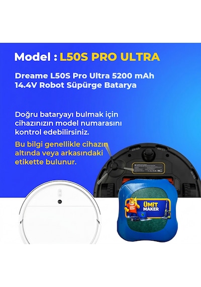 Dreame L50s Pro Ultra 5200 Mah 14.4v Robot Süpürge Batarya