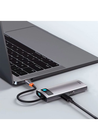 Baseus Metal Gleam 5In1 Multifonksiyonel Type-C Hub Adaptör Dock-Gri (551581989)