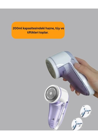 Tüy Ve Tiftik Temizleyici 3 Bıçaklı, 200ml Kapasiteli Açık Gri