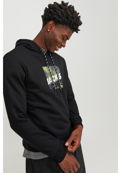 Jack & Jones Jack&jones Jcologan Sweat Hood Aw23 Siyah 001