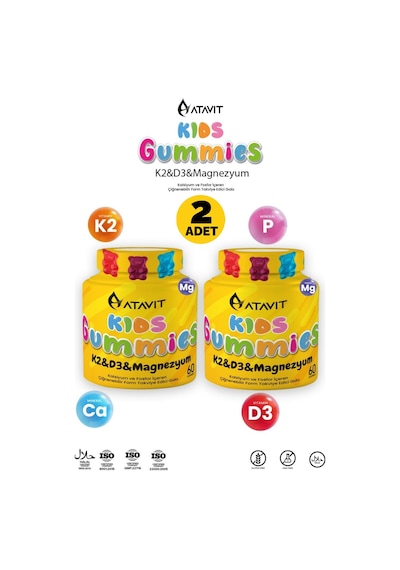 Atavit Kids D3 K2 Magnezyum 60 Gummies 2 Adet