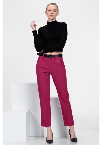 Cepli Cigarette Fit Pantolon Fuşya