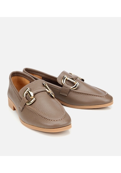 Hotiç Kadın Deri Vizon Tokalı Klasik Loafer