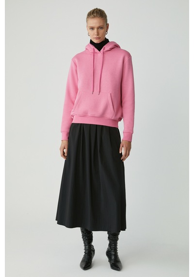 Ethıquet Diane Kadın İçi Polarlı Yumuşacık Comfort Fit Kapüşonlu Pembe Sweatshirt Mavi