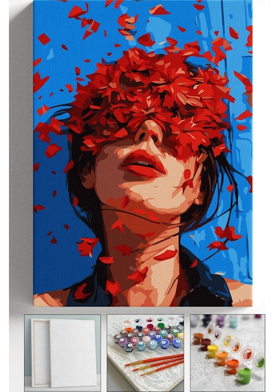 Sayılarla Boyama Seti Numaralı Tuval Fırça Boya Askı Aparatı Dahil Set 40x50 Cm - Güllü Gözler