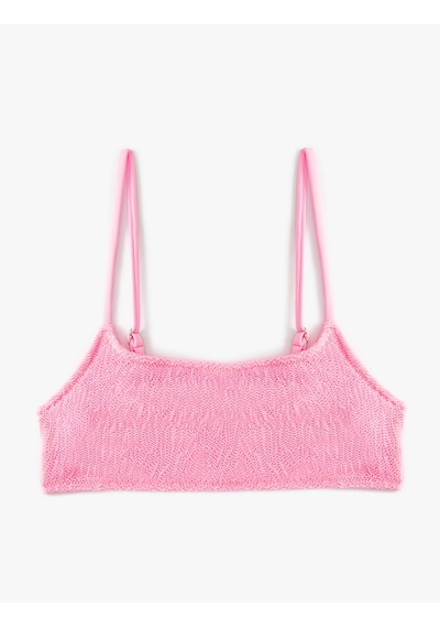 Koton Dokulu Bikini Üstü İnce Askılı Pedli Pembe 4sak10153mm Gül
