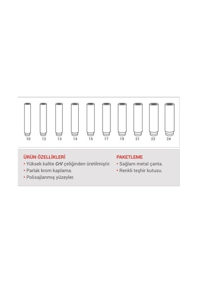 Dht D02128010 1/2'' Altı Köşe Uzun Lokma Tk 10 Parça