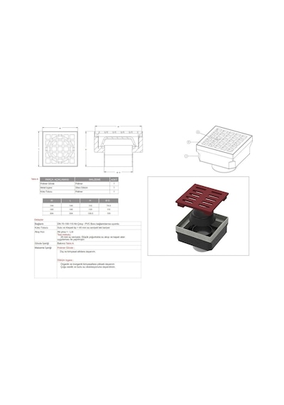 Otopark Sifonu Paslanmaz 20*20 Q100